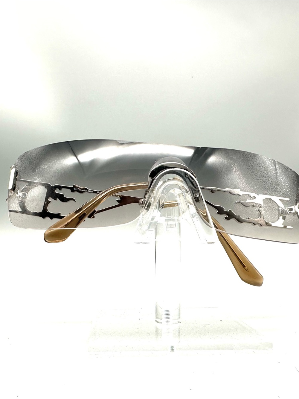 Christian Dior Fire Sunglasses Silver Flame Grey Gradient Shield 75BHY 125 C2 - Picture 1 of 8